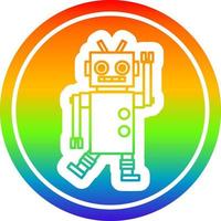 tanzender roboter kreisförmig im regenbogenspektrum vektor