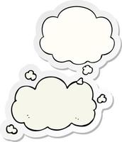 tecknat moln och tankebubbla som ett tryckt klistermärke vektor