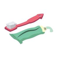 tosca grön tandkräm och en rosa tandborste. för att ta bort bakterier och bakterier från tänderna vektorillustration vektor