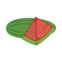isolierte ganze und geschnittene Wassermelone auf weißem Hintergrund. Abbildung im Vektorformat. vektor