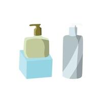 Shampoo und Flüssigseife, in sanften Farben, Vektorgrafik. vektor