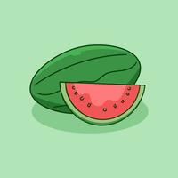 hand gezeichnetes paar scheibe wassermelonenfrucht vektor