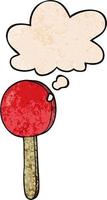Cartoon-Lollipop und Gedankenblase im Grunge-Texturmuster-Stil vektor