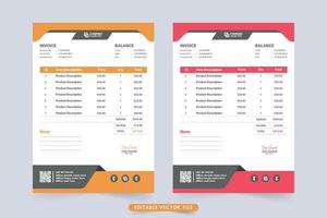 kreativ affärskupongdesign med orange och röda färger. betalningsavtal och faktura räkning mall dekoration med abstrakta former. minimal affärsfaktura mall och kassakvitto vektor. vektor