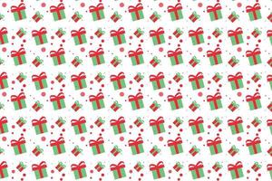 Weihnachtsmusterhintergrund mit verschiedenen Geschenkformen und -punkten. endloser weihnachtsmustervektor für tapeten und verpackungspapiere. Weihnachtsdekoration Musterdesign auf weißem Hintergrund. vektor