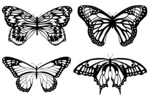 siluett av svarta fjärilar. uppsättning fjärilar. vektor