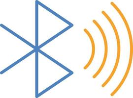 Symbol für blaue und orangefarbene Bluetooth-Linie