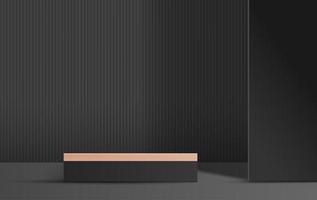 kosmetischer schwarzer Hintergrund und Premium-Podium aus Terrazzo-Marmor für Produktpräsentation, Branding und Verpackungspräsentation. Studiobühne mit Schattenhintergrund. Vektordesign vektor