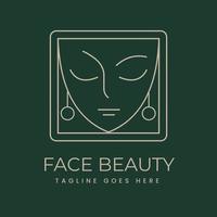Beauty-Logo mit modernem Face Line Art Style Vector Premium