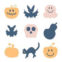 süße fröhliche halloween-figuren, gruselige clipart-sammlung. vektor