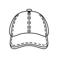 Baseballmütze im Outline-Stil. schwarzes Kappensymbol isoliert auf weiß. vektor