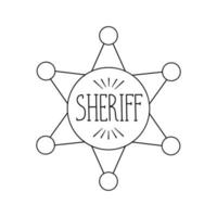 linje sheriff badge ikon isolerad på vit bakgrund. kontur vektor illustration