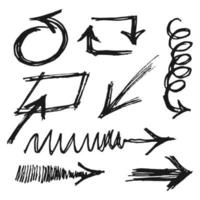 Doodle-Vektor-Pfeil-Set. Illustration des Grunge-Stils. isoliert auf weißem Hintergrund. vektor