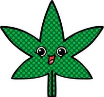 Cartoon-Marihuana-Blatt im Comic-Stil vektor