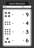 räkna och matcha spel med laptop. arbetsblad för förskolebarn, aktivitetsblad för barn vektor