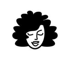 Schönheitssalon-Symbol. Mädchen Gesicht Logo Illustration isoliert auf weißem Hintergrund im flachen Stil. Friseursalon, Haarpflege, Haarschnitt vektor