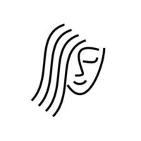 Frisur-Logo. Schönheitssalon-Symbol. Vektor-Illustration von dünnen Linien. Minimalismus Gesicht Mädchen. Konzept - Kosmetik und Haarpflege vektor