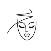 logotyp tjej ansikte. ung kvinna - skönhetssalong ikon. stil och modekoncept. vackert glamoröst porträtt. makeup och kosmetologi - sofistikerad illustration isolera vektor