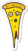 Aufkleber-Cartoon-Doodle von einem Stück Pizza vektor