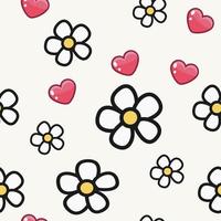 Nahtloses Muster in Form von Herzen und farbigen Blumen auf weißem Hintergrund. mit liebe, valentinstag. Vektor-Illustration vektor