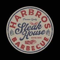 Steakhaus-Barbecue-Vintage-Kreis-Logo-Abzeichen vektor