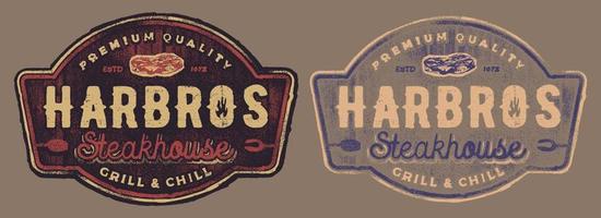 steak house tecken vintage badge logotyp vektor