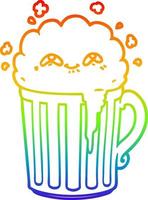 regnbågsgradient linjeteckning glad tecknad mugg öl vektor
