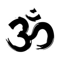 om, aum borste symbol. yoga mantra om, vektor ikon, grunge stil