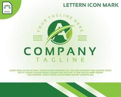 grön eko-logotyp med bokstaven en malldesign vektor