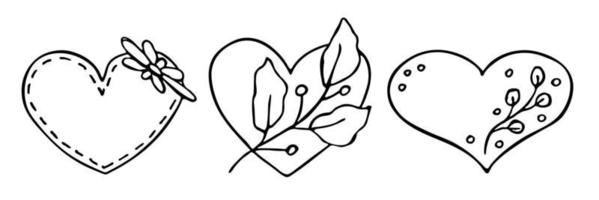 satz einfache handgezeichnete herzillustration. süßes Valentinstag-Herzgekritzel. vektor