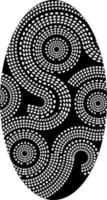 etniskt bohomönster, trianglar och cirklar i afrikansk stil på svart bakgrund med dynamiska vågor, stamkonst för tryck, väggramar, textil, omslagspapper, mobilskal vektor