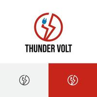 donner volt strom netzstecker kreis linie logo vektor