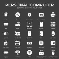 Personal Computer Icon Pack mit schwarzer Farbe vektor