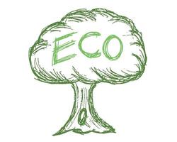 träd ritning eko logotyp - vektor