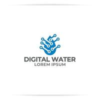 Logo-Designvektor für digitale Technologie des Wassers vektor