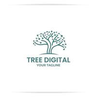 Baum-Technologie-Logo-Design-Vektor, Zweig, Verbindung, Daten, digital vektor