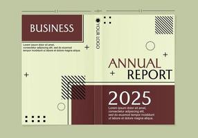 uppsättning av geometrisk stil årsrapport omslagsdesigner. brun bakgrund. fram- och baksidesdesign vektor