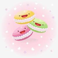 söta macarons vektor ikon illustration. klistermärke tecknad logotyp. mat ikon koncept. platt tecknad stil lämplig för webbmålsida, banner, klistermärke, bakgrund. kawaii kaka.