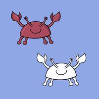 Eine Reihe von Illustrationen, Meeresleben, süße lächelnde Krabbe, Vektor im Cartoon-Stil auf farbigem Hintergrund