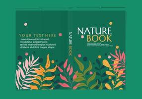 blommigt tema bokomslagsmall. grön bakgrund med färgglad blomdekoration vektor