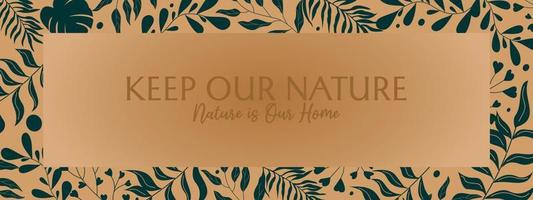 natur banner med siluett blomma prydnad. estetisk brun bakgrund. sociala medier omslag vektor