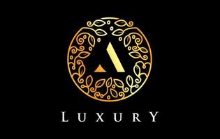 gyllene ett brev logotyp luxury.beauty kosmetika logotyp vektor