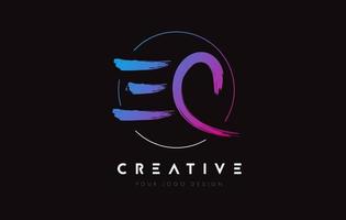 kreatives buntes ec-bürstenbuchstaben-logo-design. künstlerische handgeschriebene Buchstaben Logo-Konzept. vektor