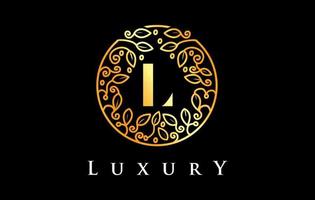 gyllene l letter logotyp luxury.beauty kosmetika logotyp vektor