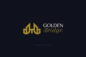 einfaches Logo-Design mit goldener Brücke. Brückenarchitektur-Logo oder -Symbol vektor