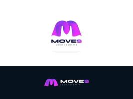 abstraktes buchstabe m logo design mit modernem verlaufskonzept. anfängliches m-logo in lila farbverlauf vektor
