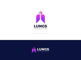 logotyp för lungor och labbflaska med negativ rymdstil. bägare logotyp eller ikon för sjukhus, klinik eller apotek logotyp identitet vektor
