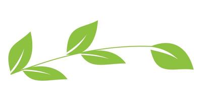 Abbildung eines Pflanzenstamms mit fünf grünen Blättern. natürliches und schönes Symbol der Natur. bearbeitbarer Vektor im eps10-Format