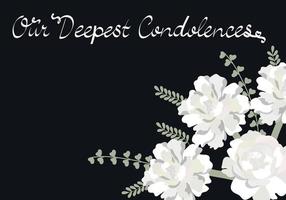kondoleanskort. vita pionblommor på mörk bordsbakgrund. vektor illustration