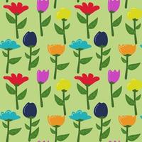 niedlicher Blumenhintergrund im Cartoon-Stil, Kinderillustration. Muster, Hintergrund, Druck zum Bedrucken von Textilien, Geschenkverpackung. vektor